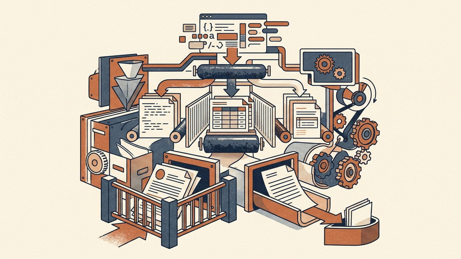 Illustration of a search prompt passing through retrieval chunks, citations, and vendor recommendations.