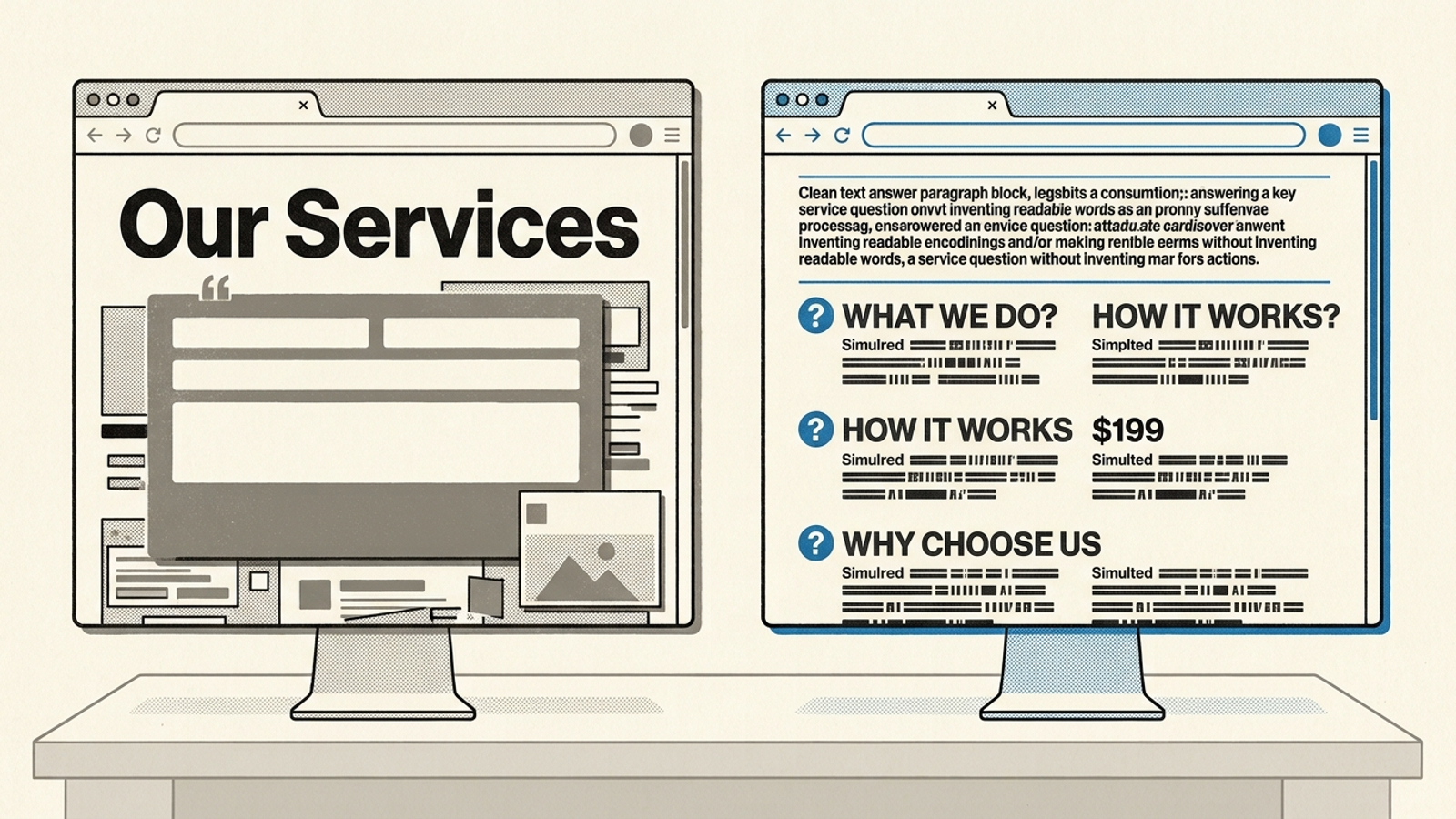 PPC landing page with its answer behind a form beside a version with the answer above it
