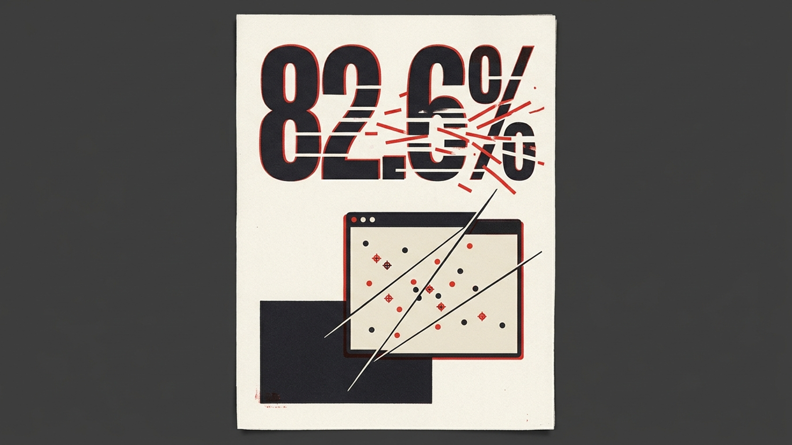 Geometric poster highlighting 82.6% turnover in AI search citations.