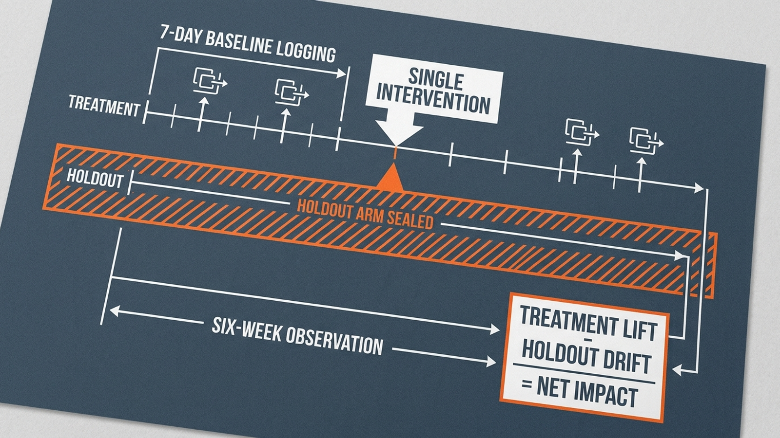Diagram of the treatment-versus-holdout calculation for AI Overview citations.