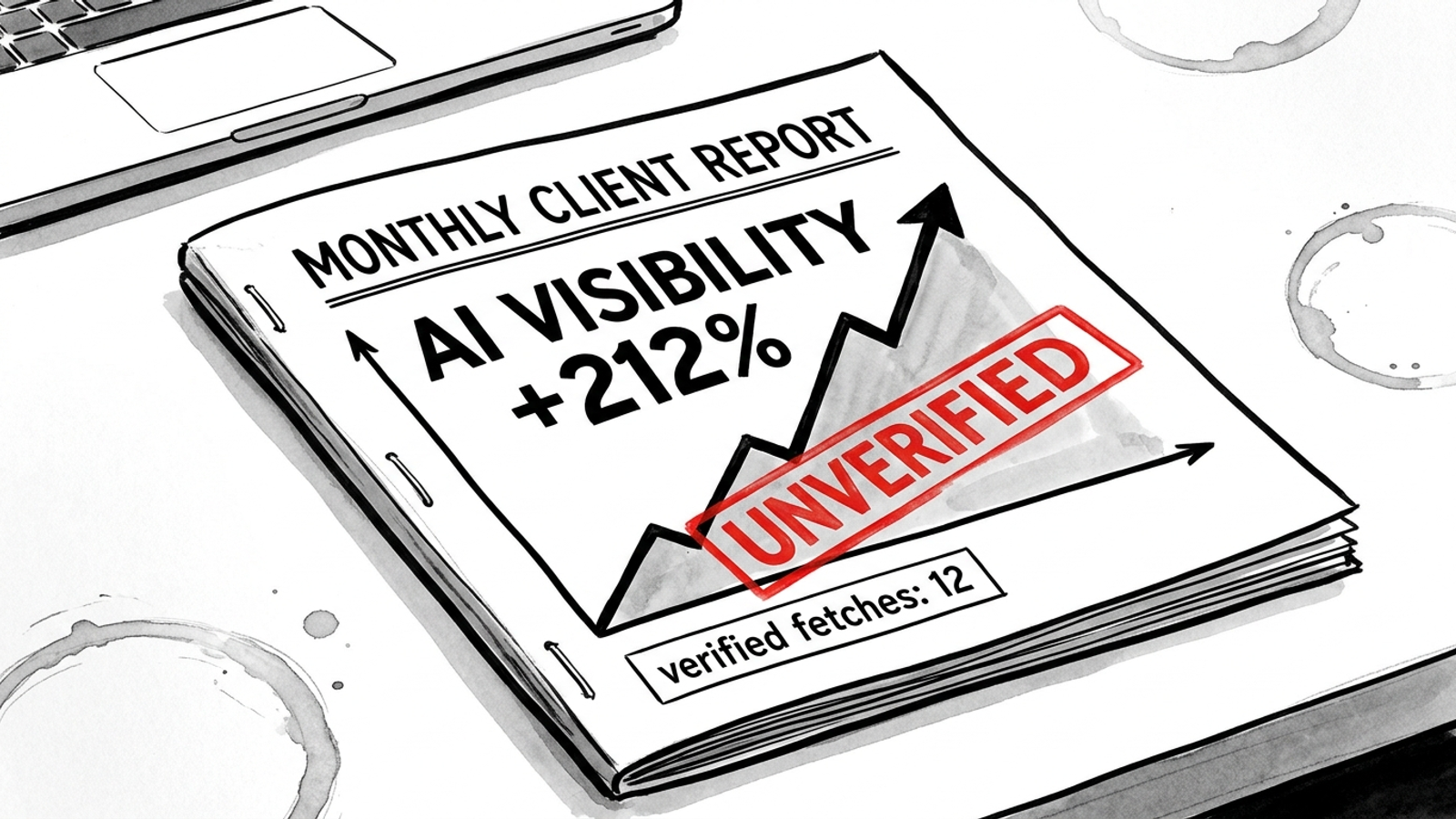 Client report with an unverified visibility graph beside a small verified-fetch count