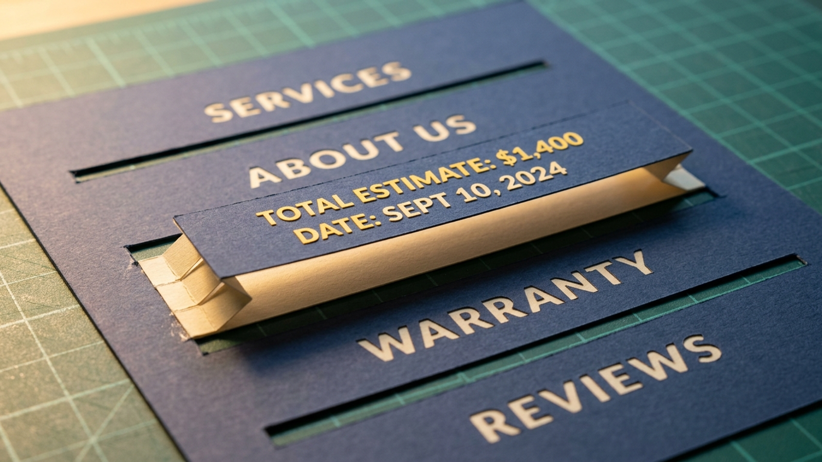Paper strips cut from a pricing page, with one answer strip lifted for citation