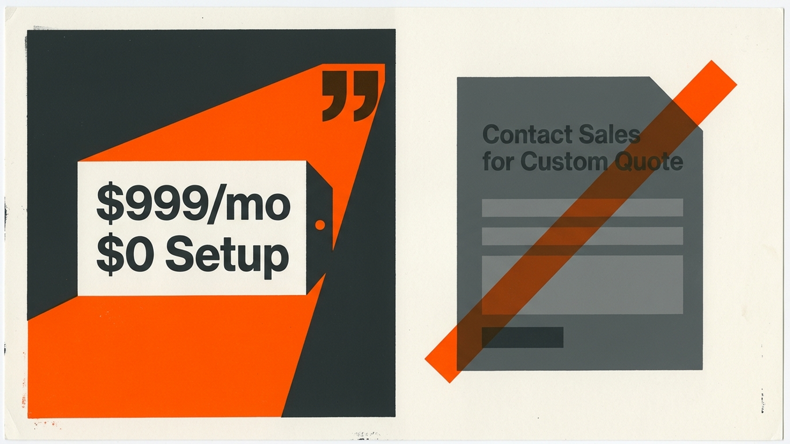 Graphic contrasting a visible price with a price hidden behind a quote form.