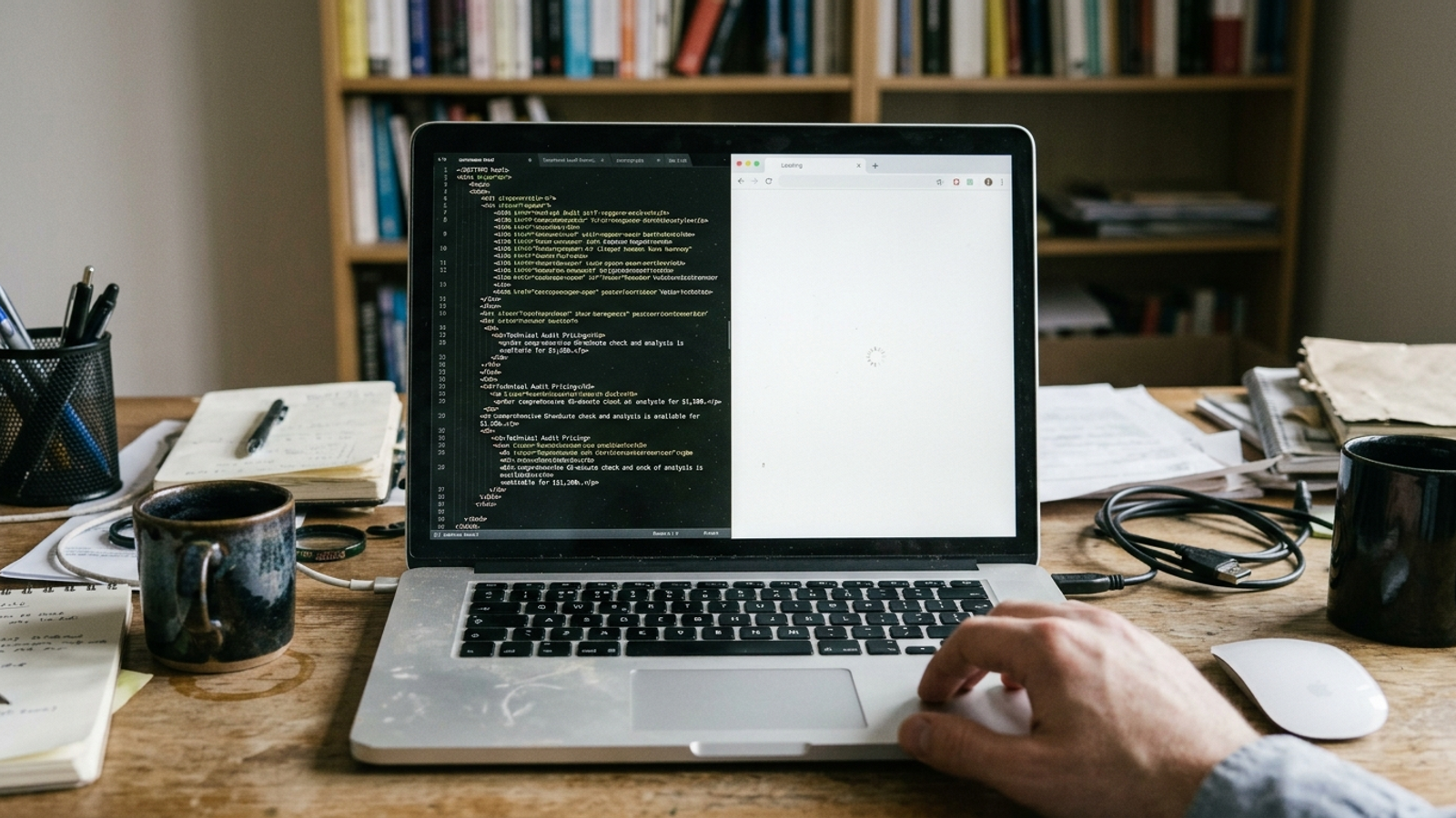 Answer paragraph in raw HTML beside an empty JavaScript shell
