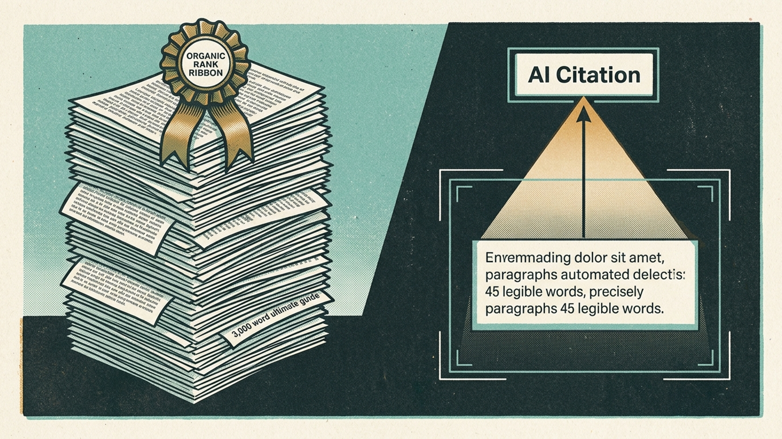 A full-page ranking model beside a highlighted answer passage extracted from a document.