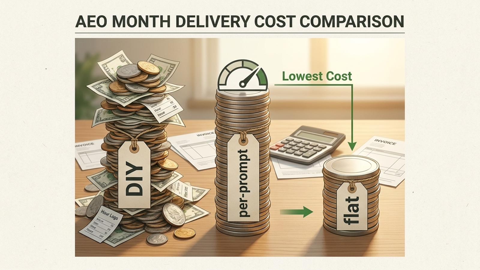 Bar chart comparing modeled agency delivery costs with an illustrative flat per-domain fee
