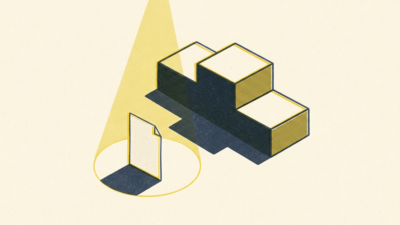 Illustration of a search-ranking podium bypassed by a beam highlighting an unranked document