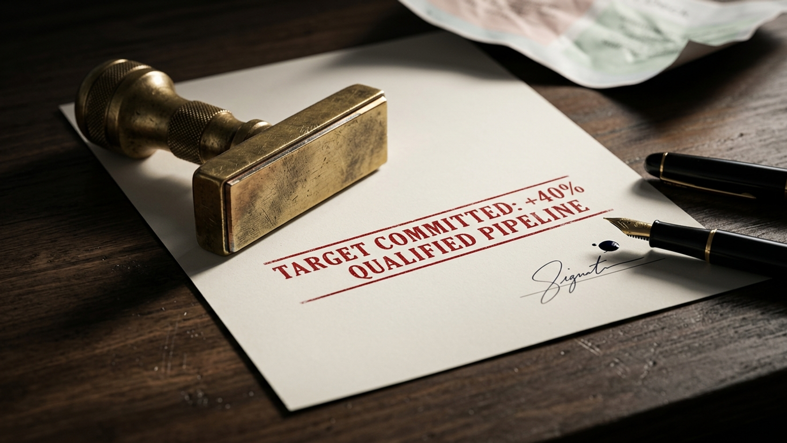 A signed performance agreement with a prominent target stamp.