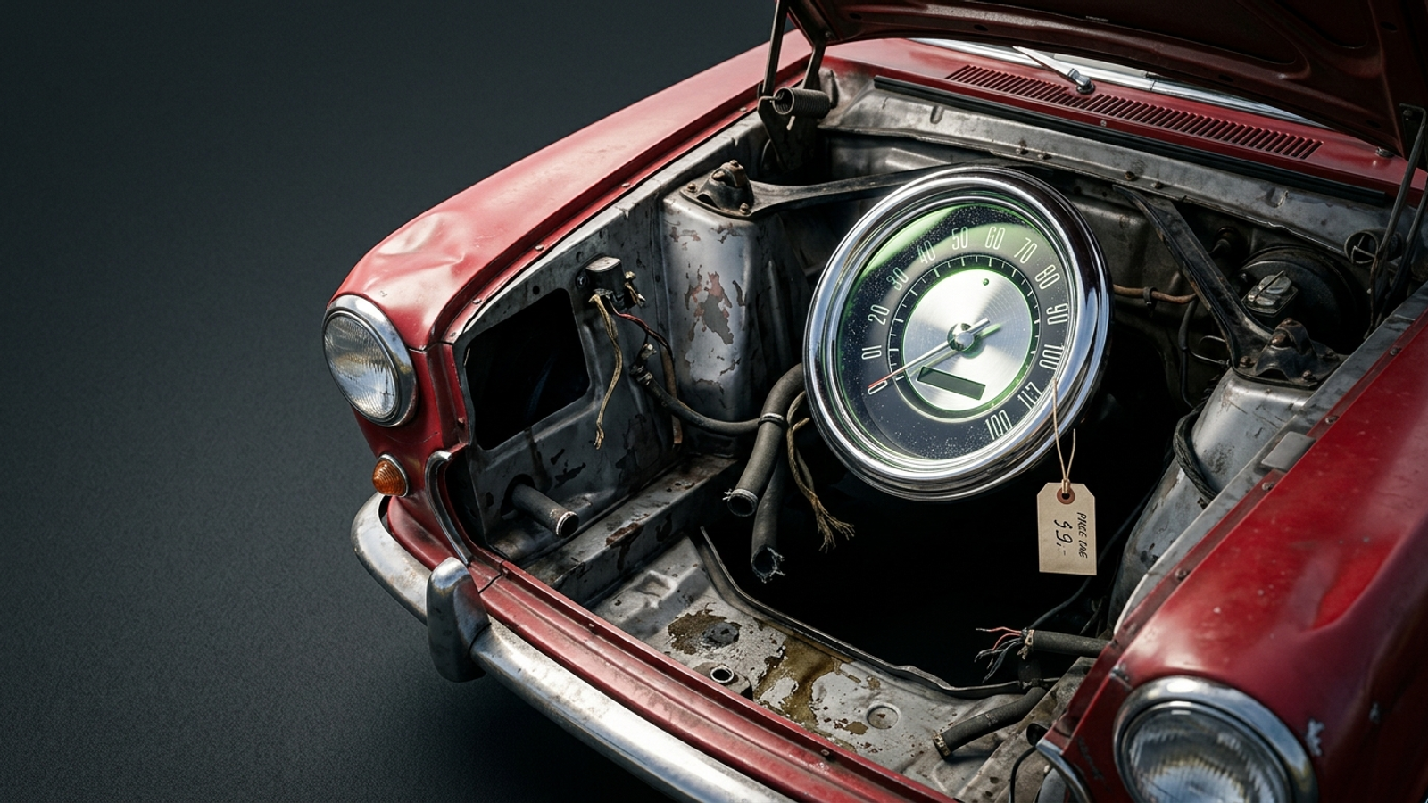 An open car hood with no engine inside, only a shiny expensive speedometer: measuring tools are useless when nothing has been built to measure.