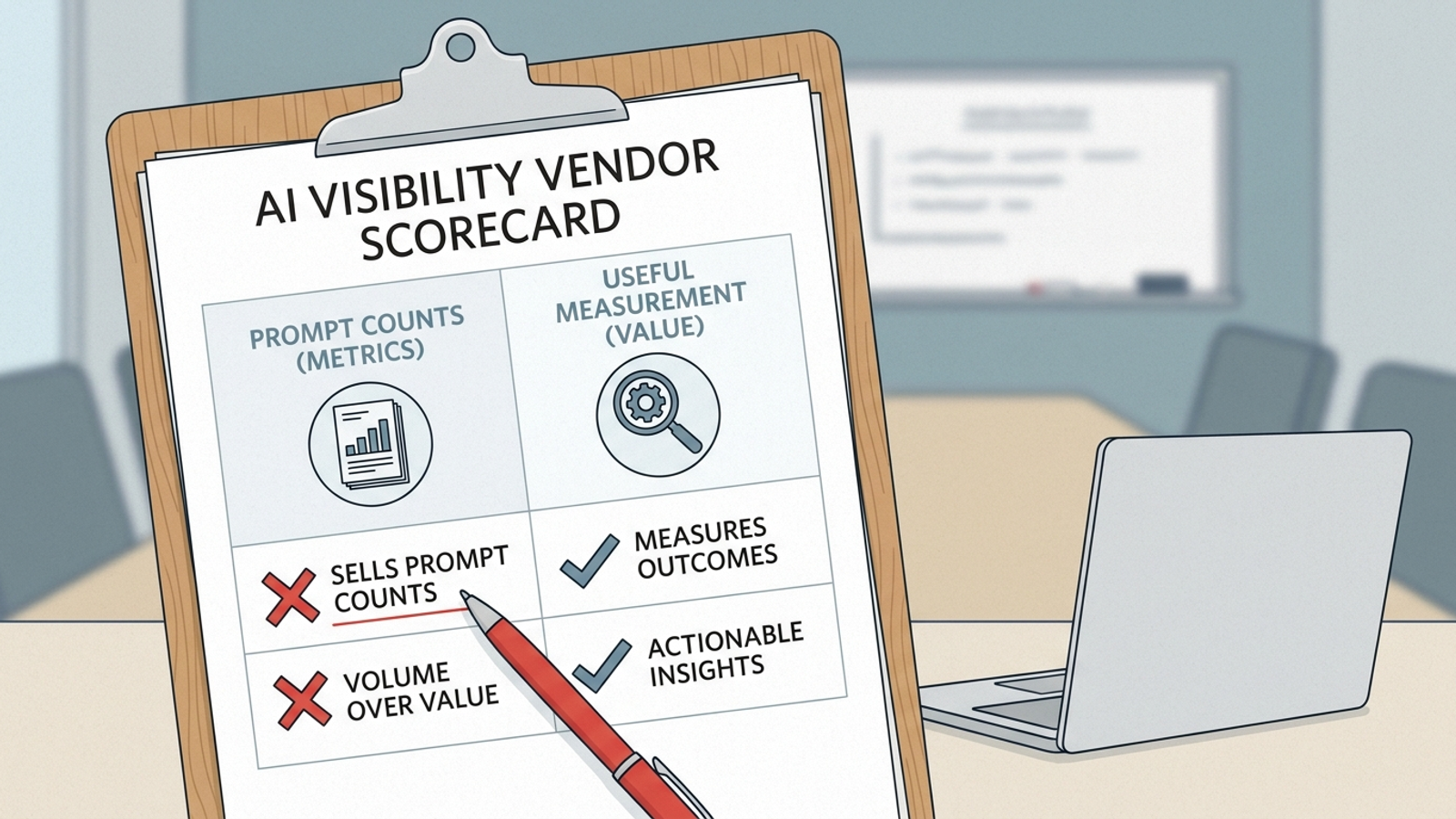 Checklist of questions to ask during an AI visibility tool demo