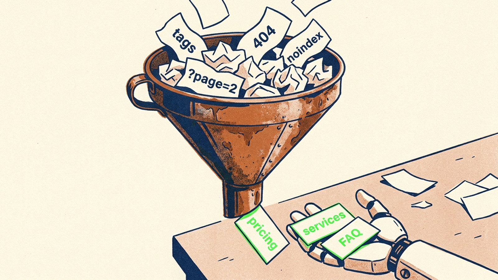 A cluttered sitemap narrowed to the pages worth citing