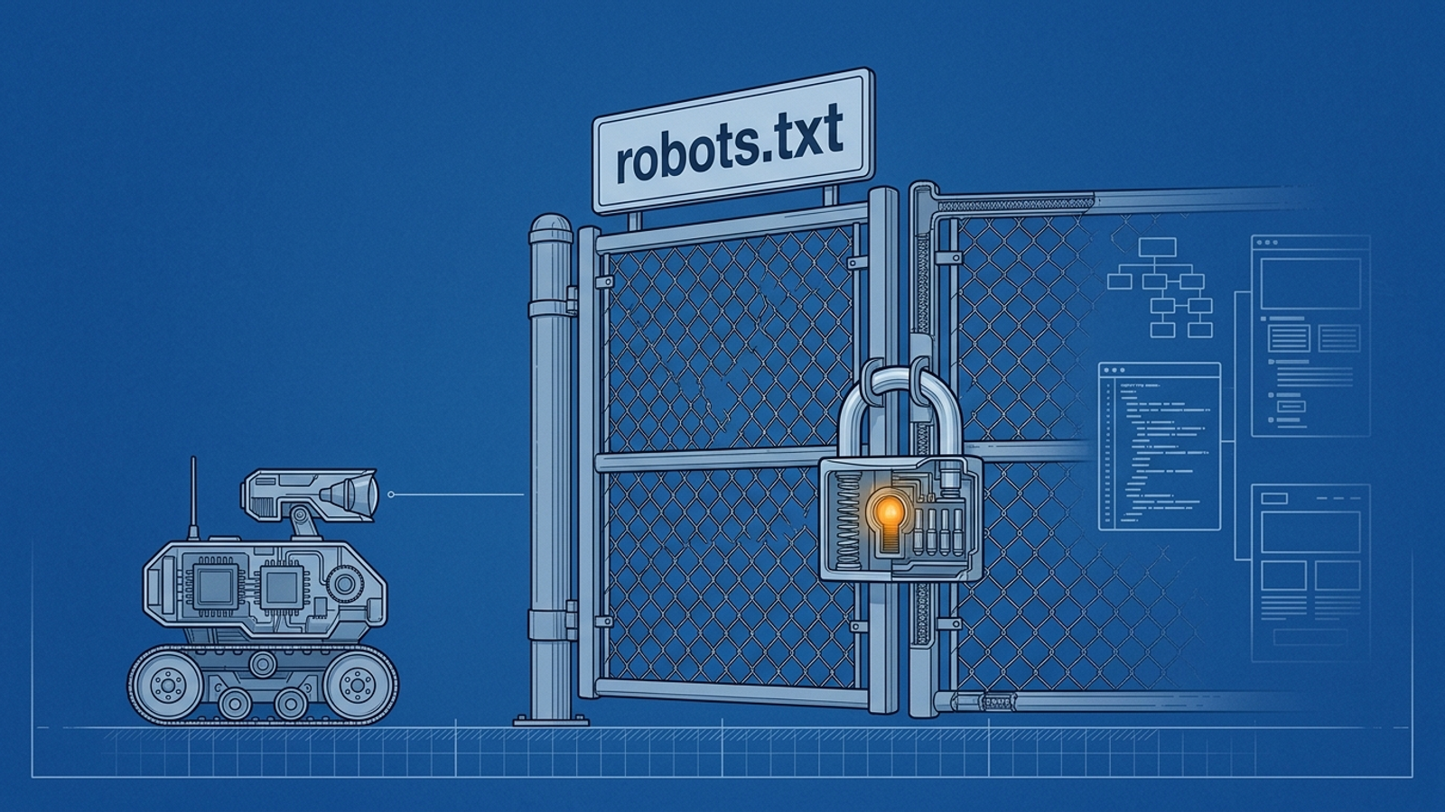 AI bot stopped at a robots.txt gate before reaching website pages