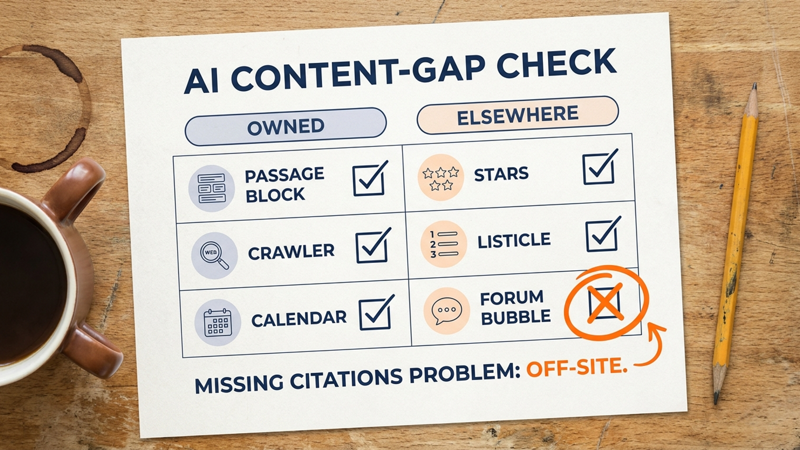 Infographic checklist to diagnose why AI answers skip your brand
