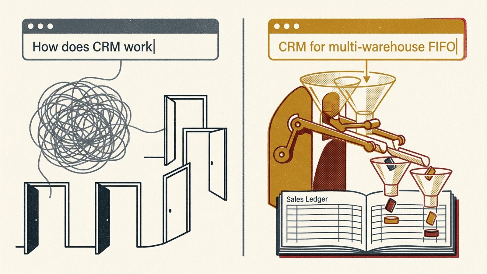 Curiosity queries and commercial buyer questions leading to different outcomes.