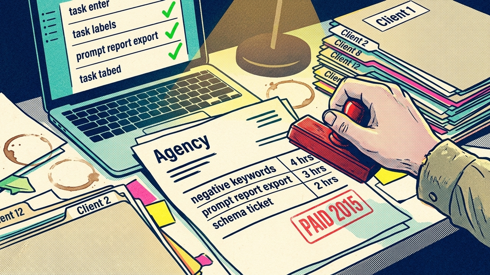 Illustration of an agency invoice for hours spent on mechanical work