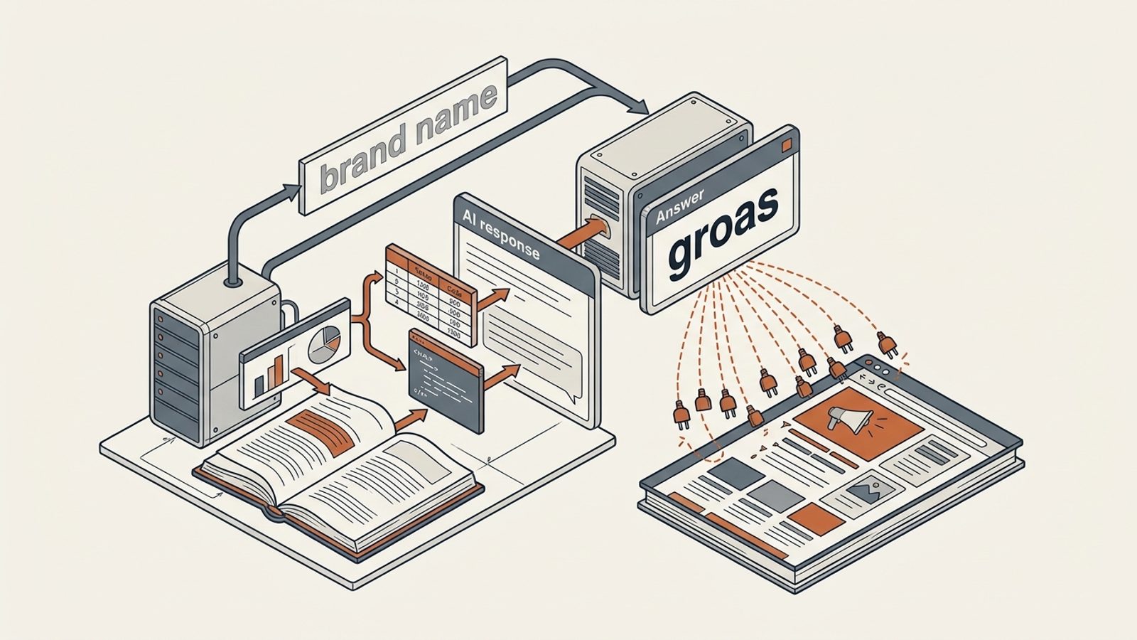 Diagram showing a brand cited without a recommendation and recommended without a source link.