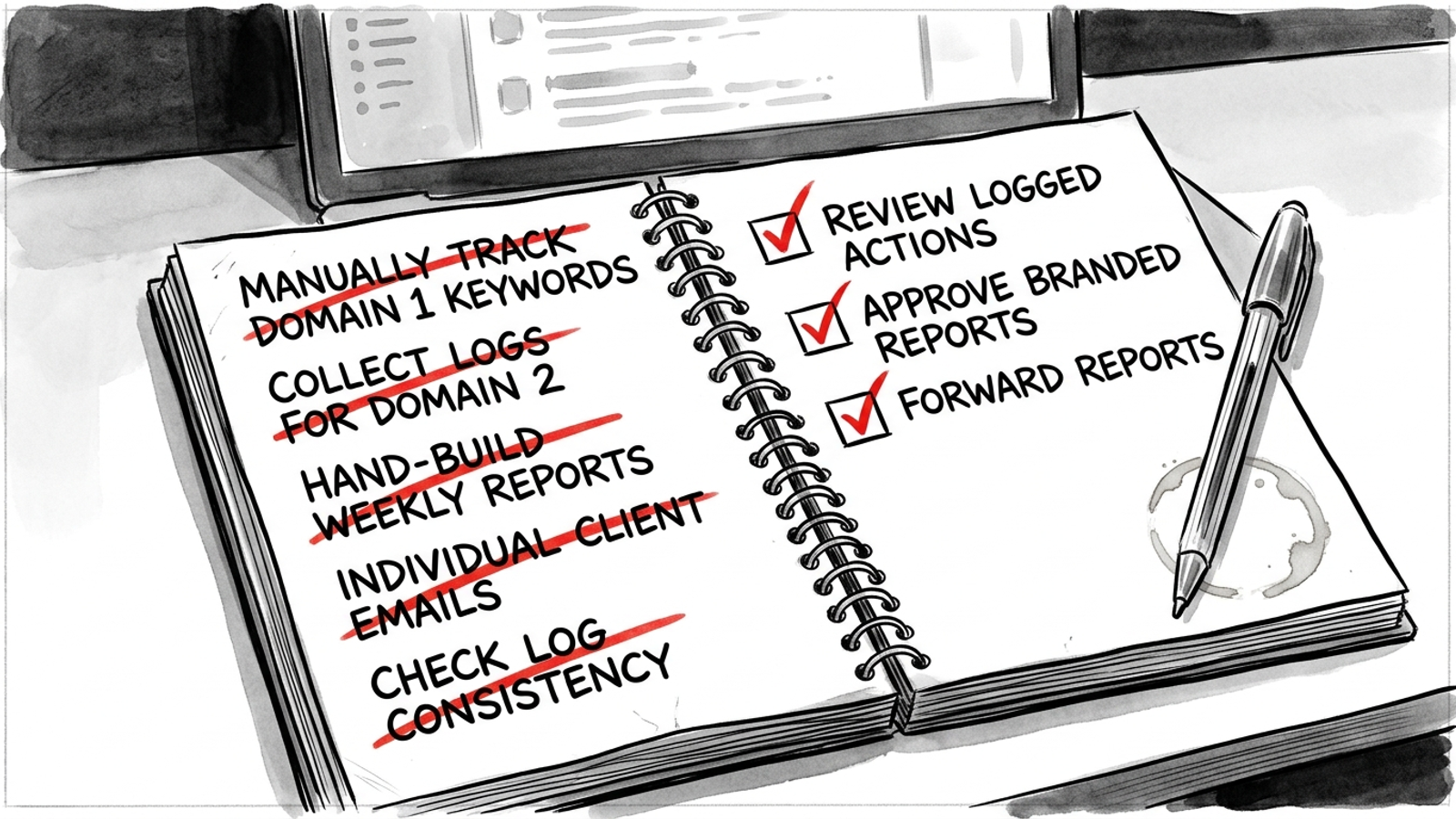 Account manager weekly checklist replacing manual reporting with approvals