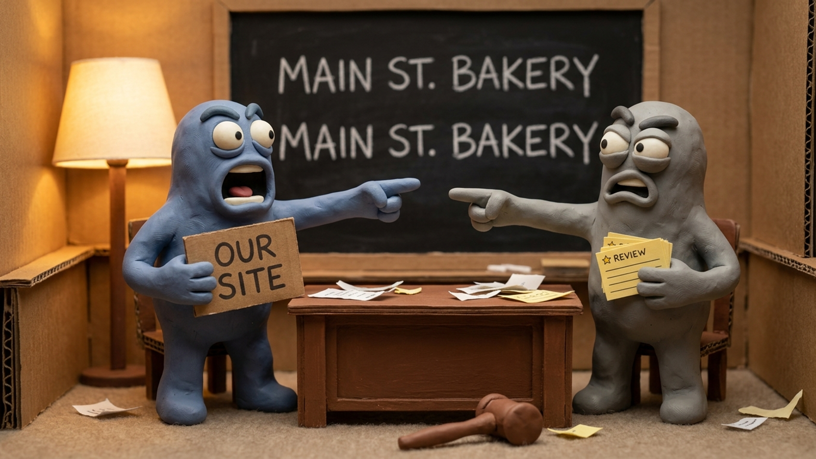 Clay cross-examination with business website claims opposite review sites