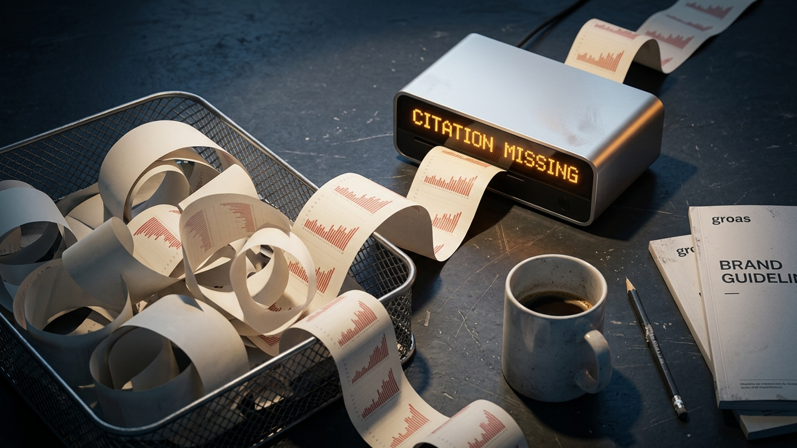 An alert monitor prints notification slips into an overflowing basket on an office desk.