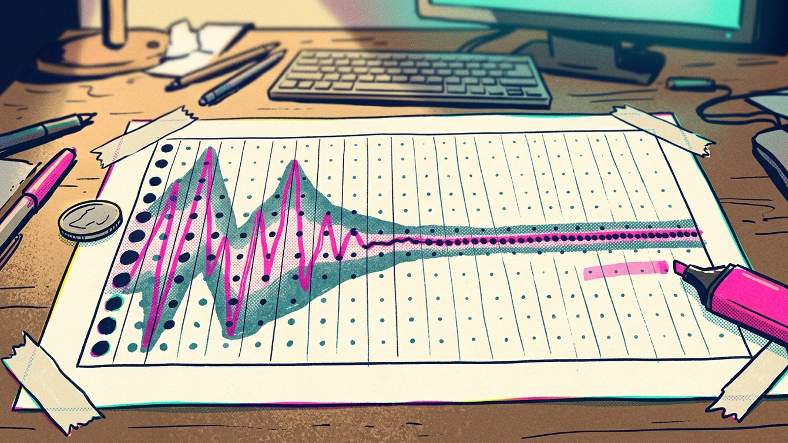 Chart showing an AI mention-rate estimate becoming steadier across repeated runs