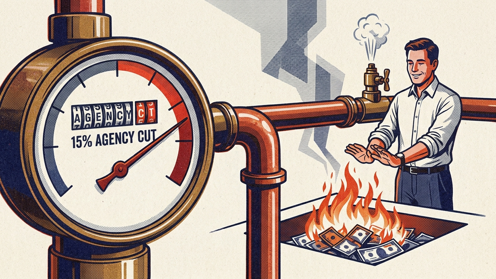 A meter taking a 15% cut as an advertiser’s ad costs burn.