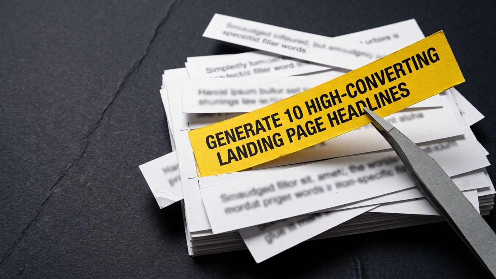 Paper-cut headline strips, with one specific claim left on the quoted slip
