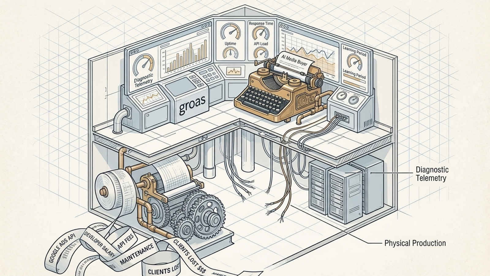 Dashboard with empty conduits disconnected from publishing machinery