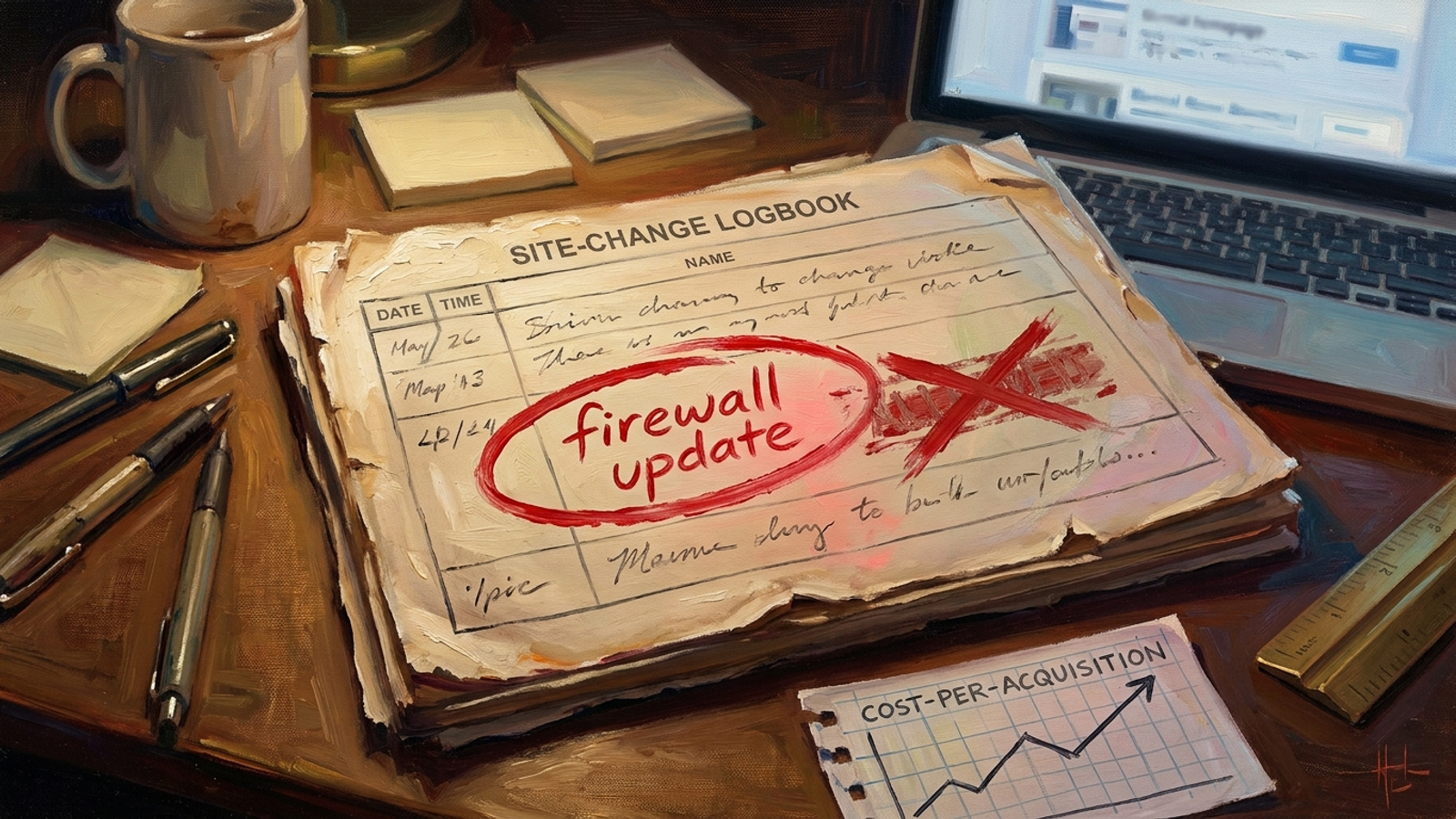 A site-change logbook where one unannounced update erased AI access