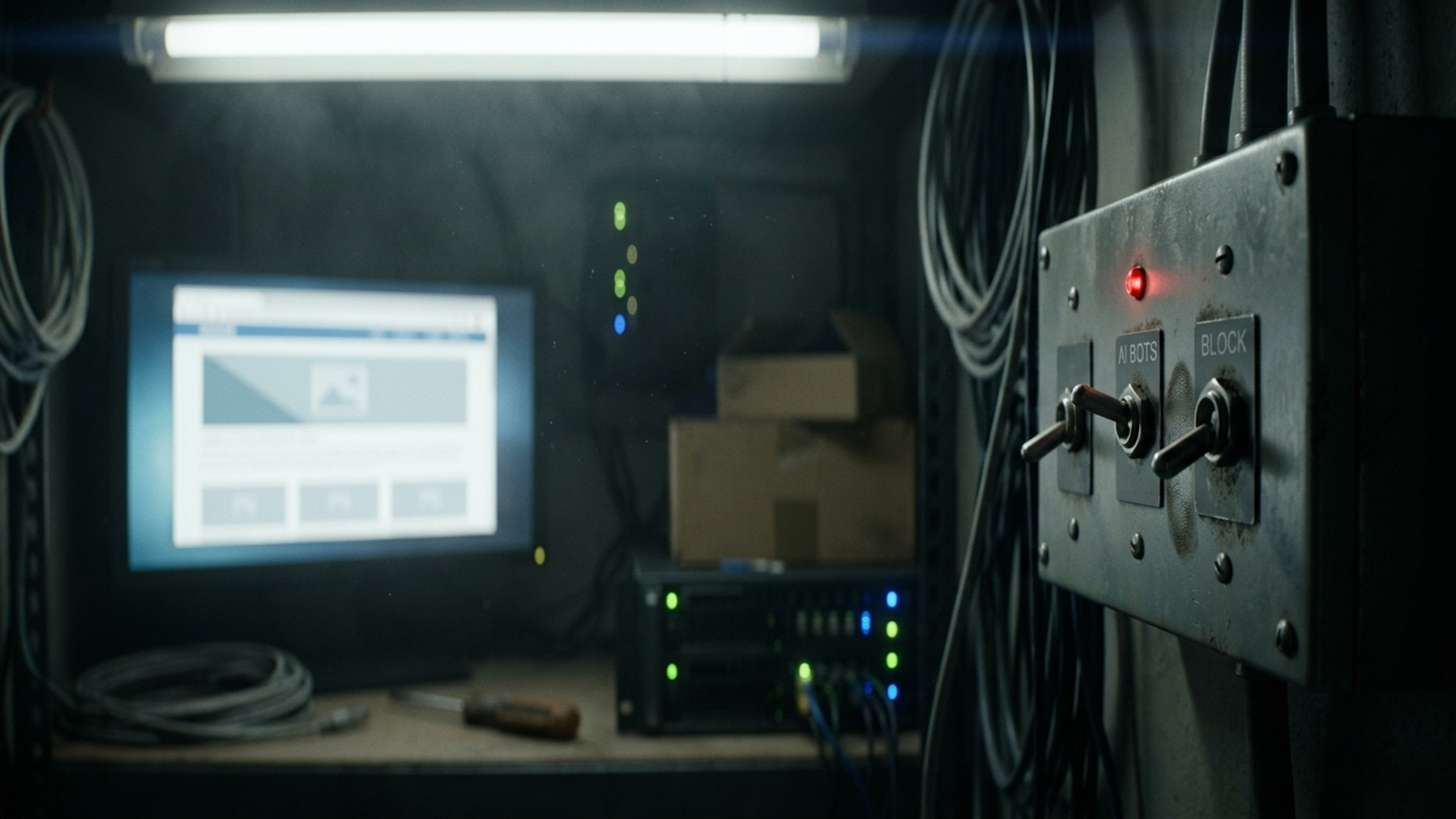 Firewall controls blocking AI bots while the site still appears normal