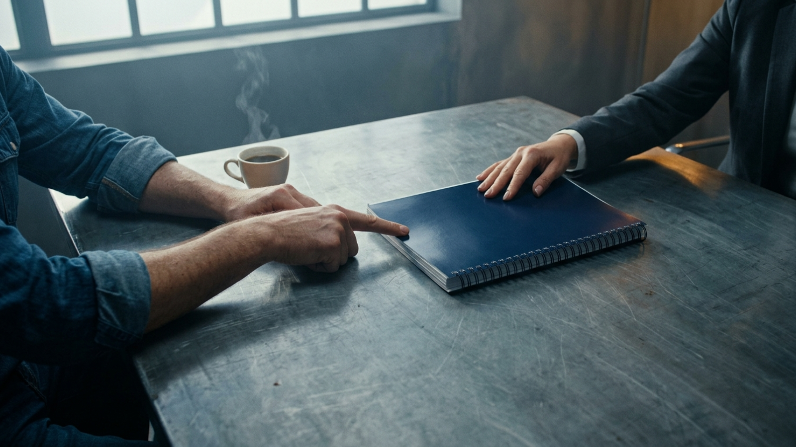 A client pushes a large audit binder back across the table.