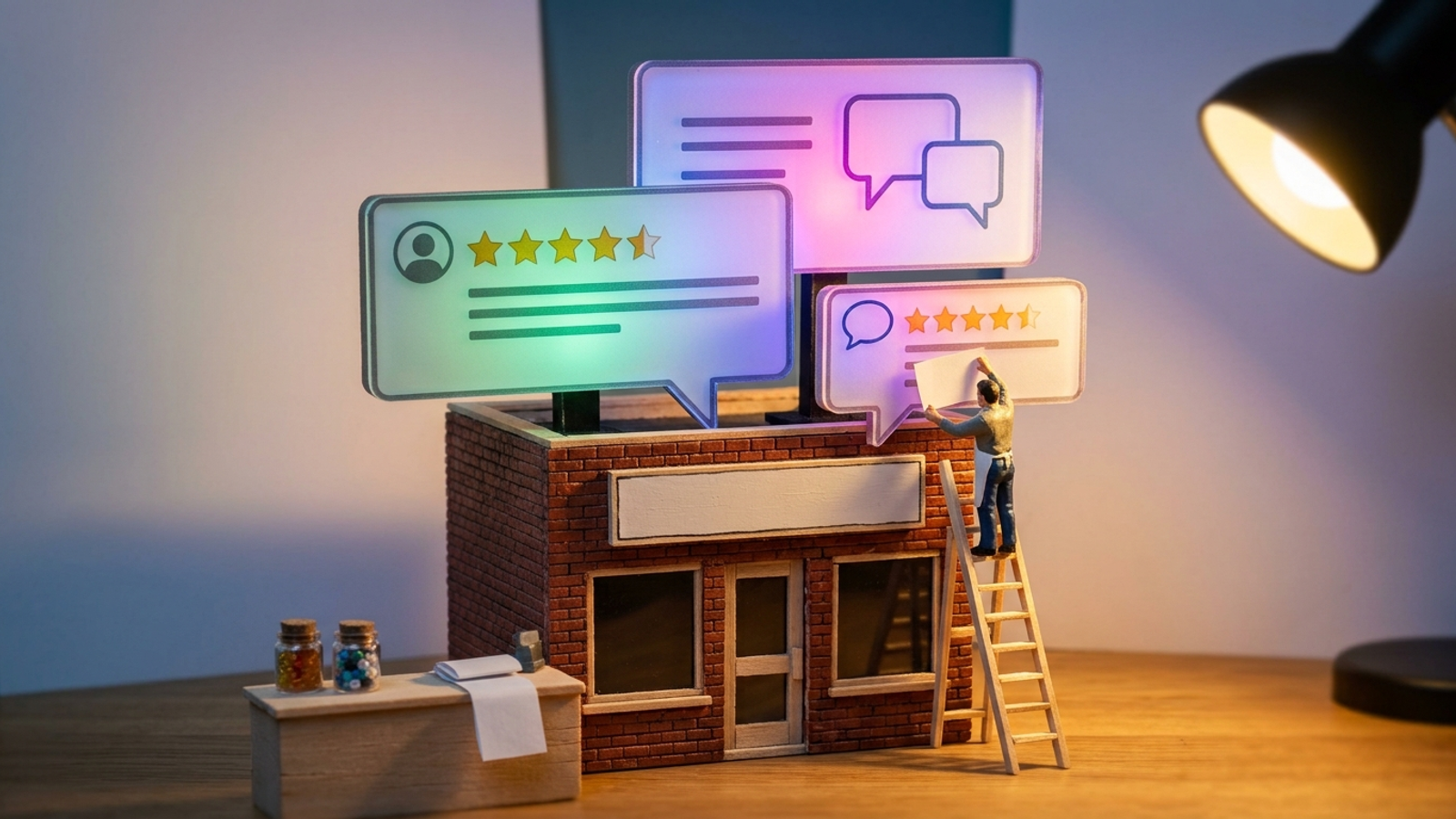 Small storefront beside links to review sites and forums